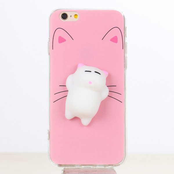 Wholesale iPhone 7 3D Poke Squishy Plush Silicone Soft Case (Cat)